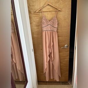 Elegant Salmon High-Low Dress